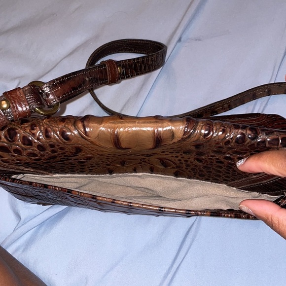 Brahmin Pecan brown leather crossbody shoulder adjustable clutch purse bag - Picture 11 of 12